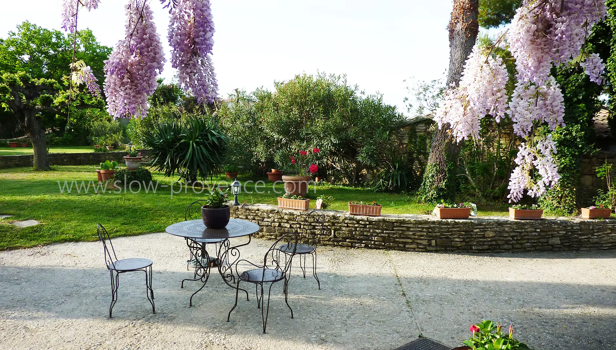 View over the large wooded garden